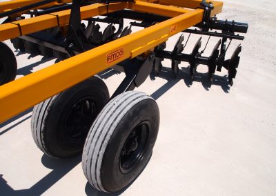 Closeup of J42 Wheel Offset Harrow dual wheels