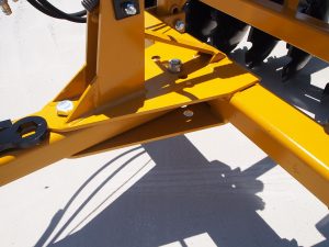 Closeup of J42 Wheel Offset Harrow adjustable tongue settings