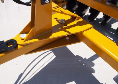 Closeup of J42 Wheel Offset Harrow adjustable tongue settings