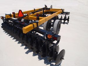 Full view of J42 Wheel Offset Harrow with safety emblem