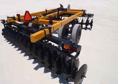 Full view of J42 Wheel Offset Harrow with safety emblem