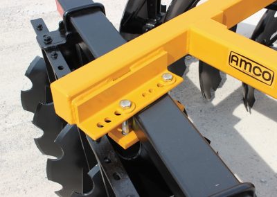 Closeup of LOF Lift Offset Harrow gang angle corner