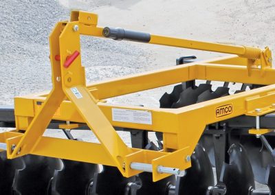 Closeup of LOF Lift Offset Harrow three-point hitch