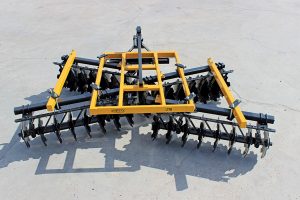 Aerial view of LTF Lift Offset Harrow with auxiliary bar