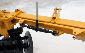 Closeup of AMCO LJ6 Levee Plow manual depth control