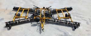 Aerial view of F15 Double Offset Flexwing Tandem Disc Harrow