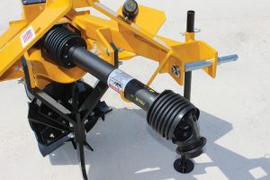 Closeup of Vertical Rotary Ditcher PTO drive shaft parking hook