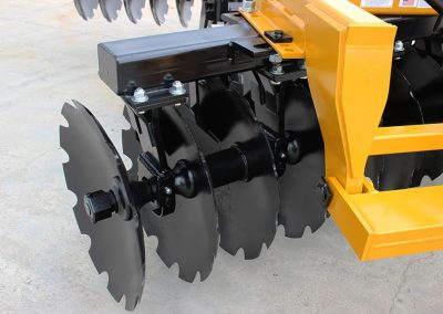 Closeup of G2 Wheel Offset Harrow notched blades with bearings