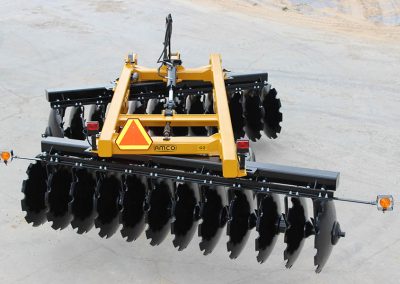 Full view of G2 Wheel Offset Harrow with safety emblem