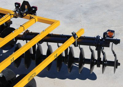 Closeup of F17 Double Offset Tandem Disc Harrow diminishing blades