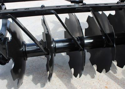 Closeup of LTF Lift Offset Harrow scrapers