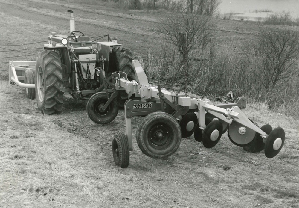 Black and white photo of historic AMCO disc