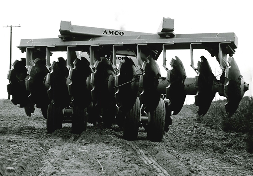 Black and white photo of historic AMCO disc