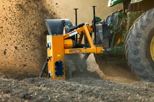 Closeup of Dominator Vertical Rotary Ditcher running in the field