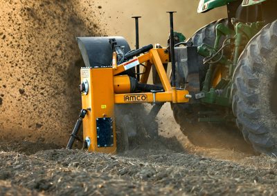 Closeup of Dominator Vertical Rotary Ditcher running in the field