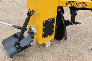 Closeup of Dominator Vertical Rotary Ditcher concave skid shoe