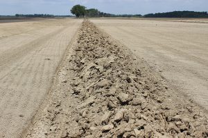 Full view of levee being built with AMCO LJ6 Levee Plow