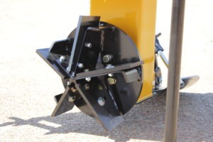 Closeup side view of Vertical Rotary Ditcher five-blade cutter head