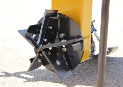 Closeup side view of Vertical Rotary Ditcher five-blade cutter head