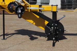 Closeup front view of Offset Rotary Ditcher five-blade cutter head